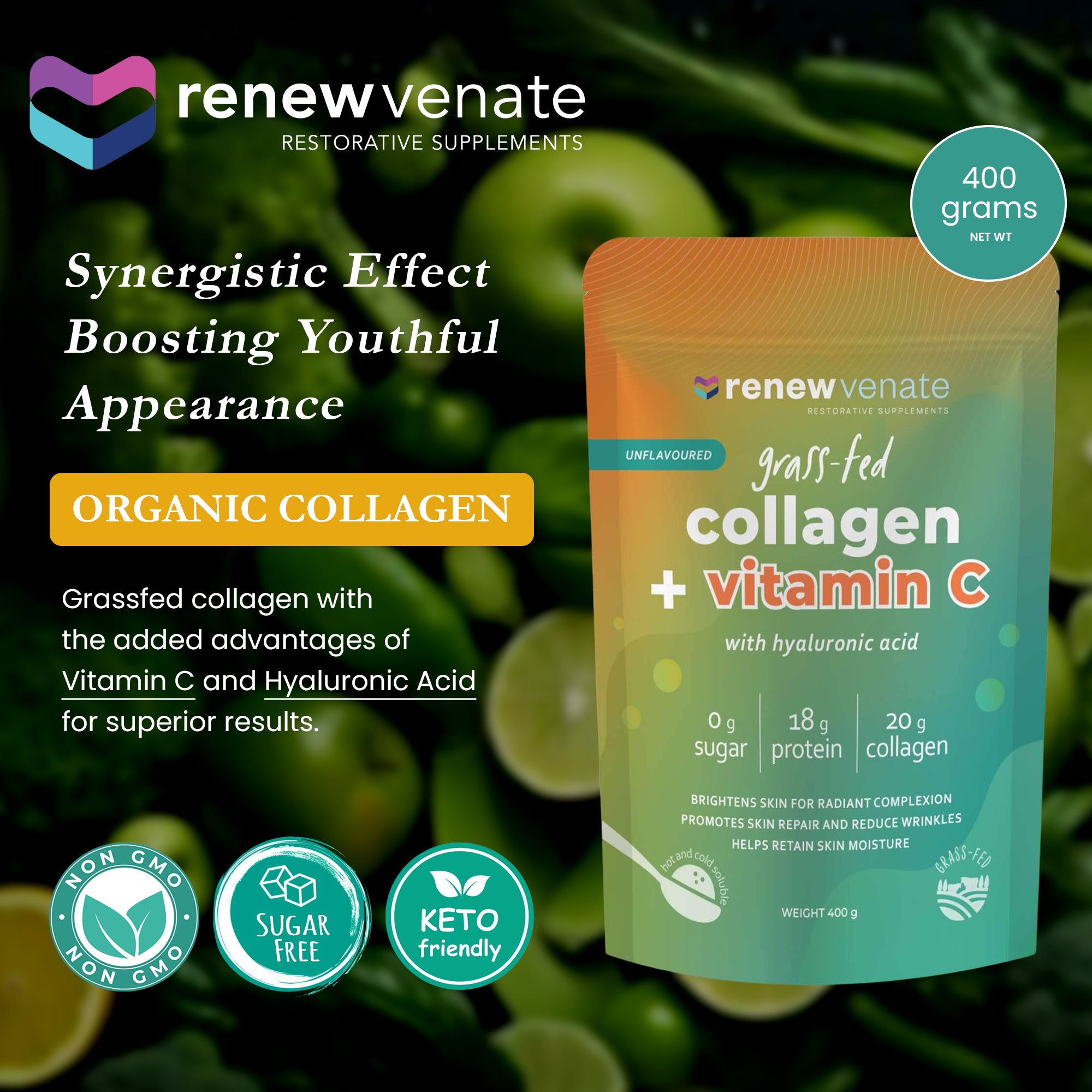 Grassfed Collagen with Vitamin C and Hyaluronic Acid