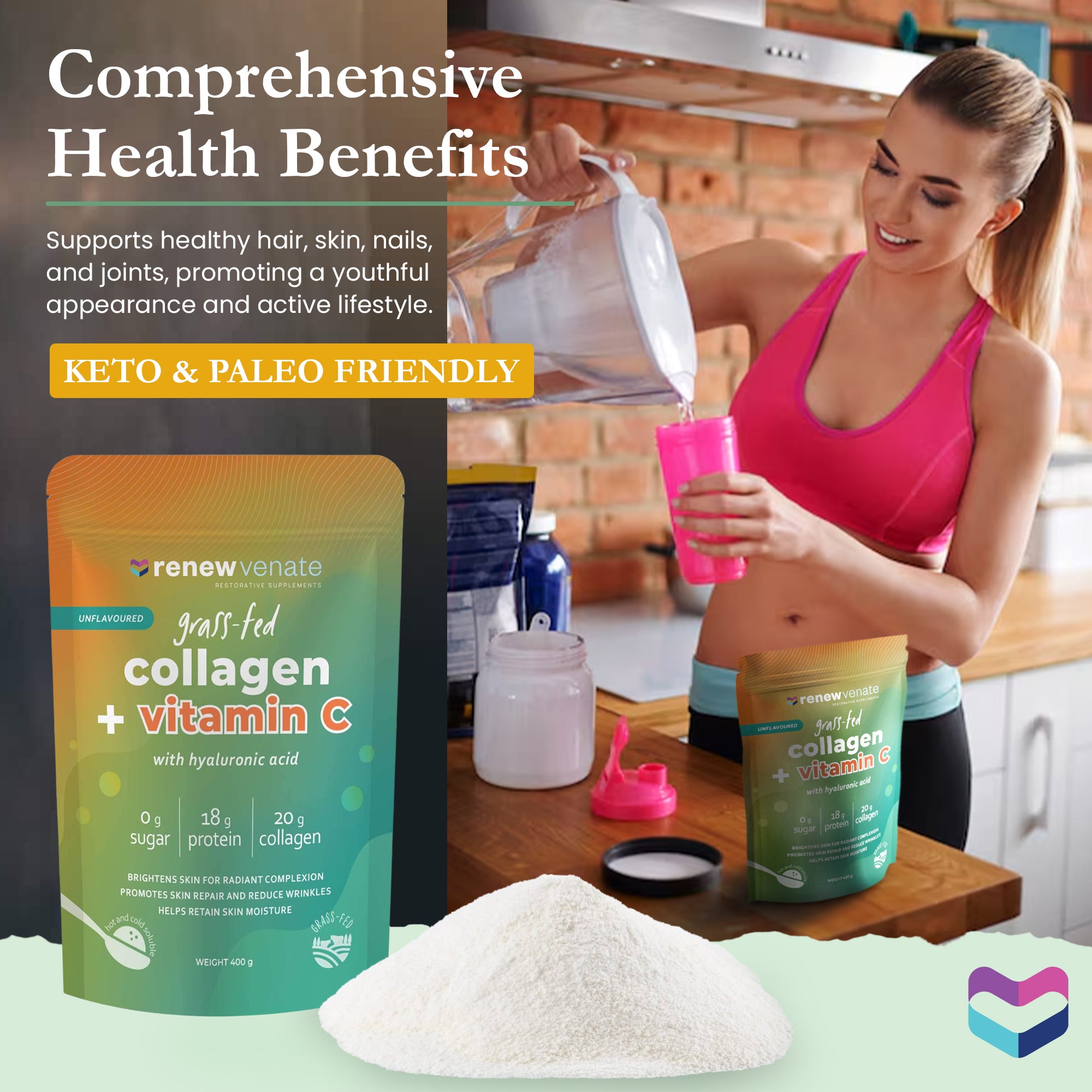 Grassfed Collagen with Vitamin C and Hyaluronic Acid